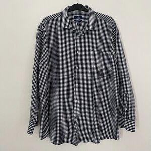 DOCKER'S Men‎ XXL Button Down Long Sleeve Shirt White/Black Plaid Check Cotton
